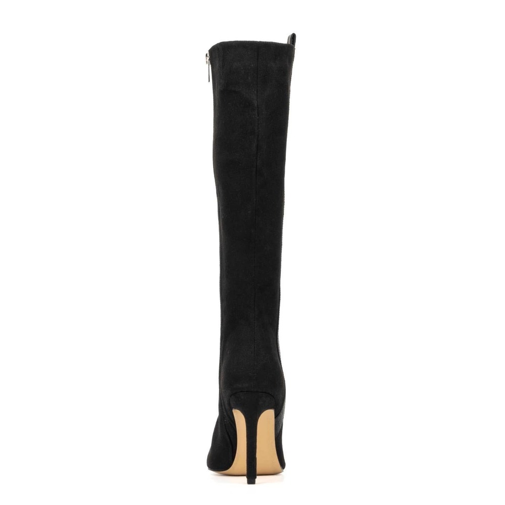 NY Collection Black Suede Pointed Toe Stiletto Heel Knee High Boots Size 8 - Picture 4 of 10